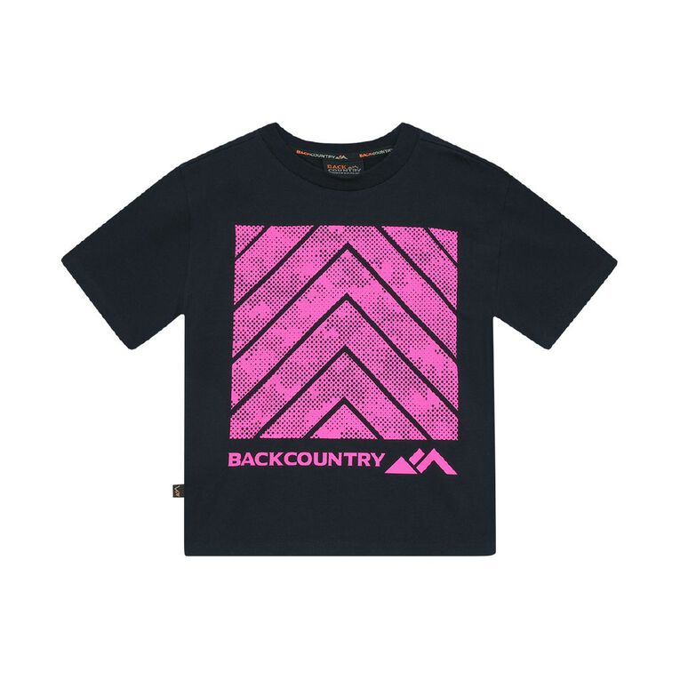Back Country Kids' Bold Printed Tee, Black/PNK, hi-res