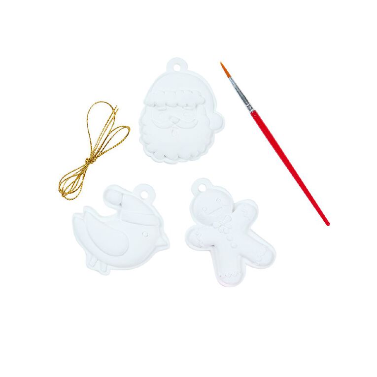 Wonderland Novelty DIY Paint Christmas Tree Decorations Assorted 3 Pack, , hi-res