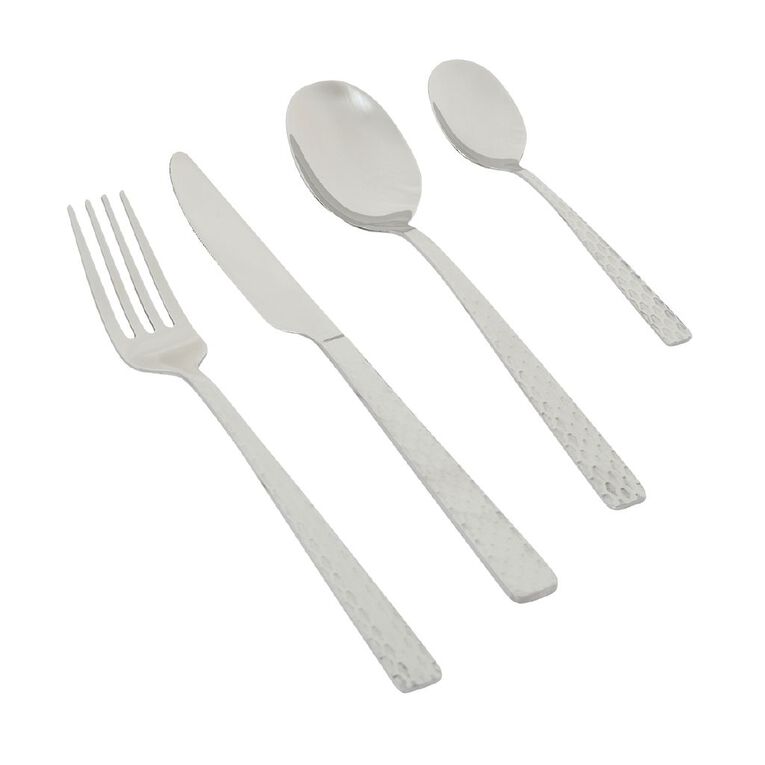 Living & Co Cutlery Set Textured Stainless Steel 16 Piece, , hi-res