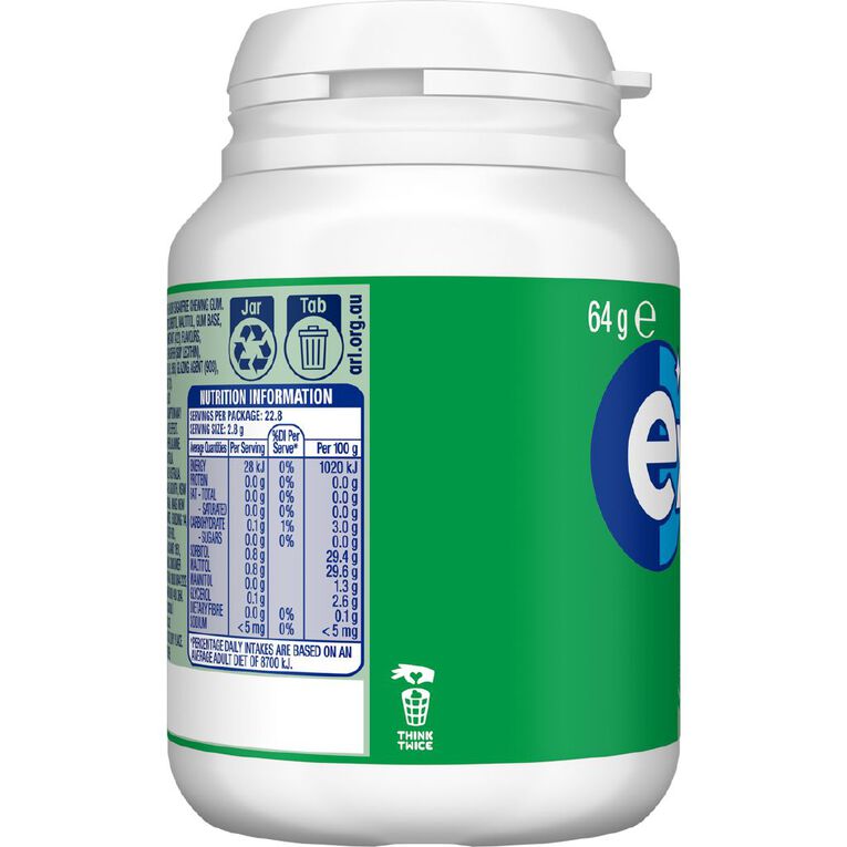 Extra Spearmint Chewing Gum Sugar Free Bottle 46 Piece 64g, , hi-res