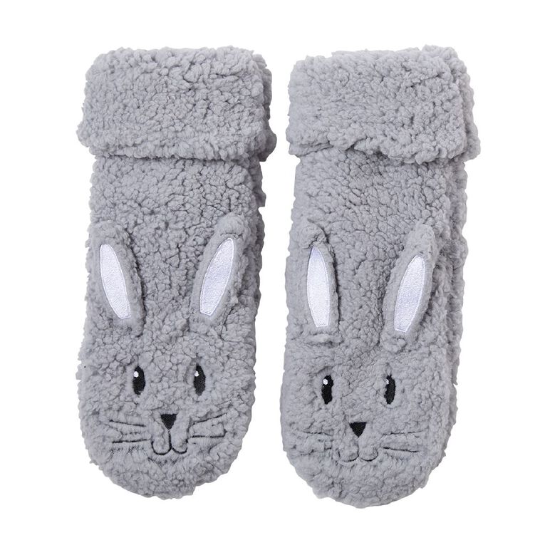 Sock Crew Women's Animal Sherpa Sock 1 Pack, Grey, hi-res