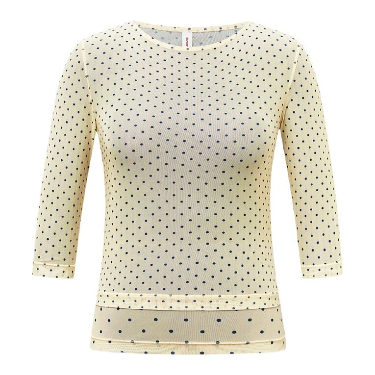 BRDRLESS Mila Mesh 3/4 Sleeve Top, Yellow Light, hi-res