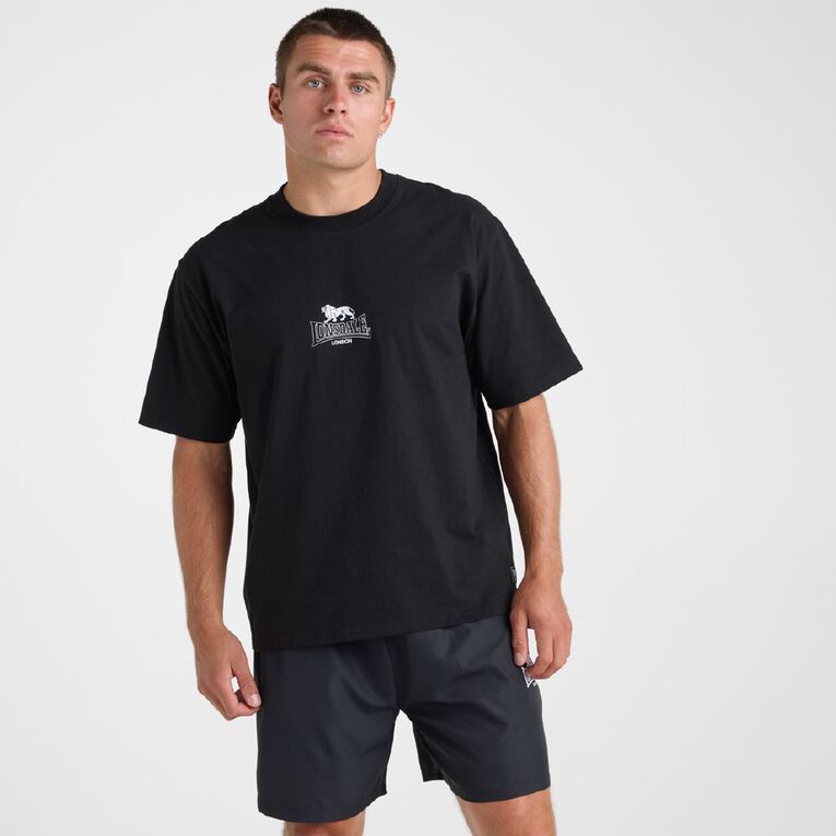 Lonsdale Men's Varsity Tee, Black, hi-res
