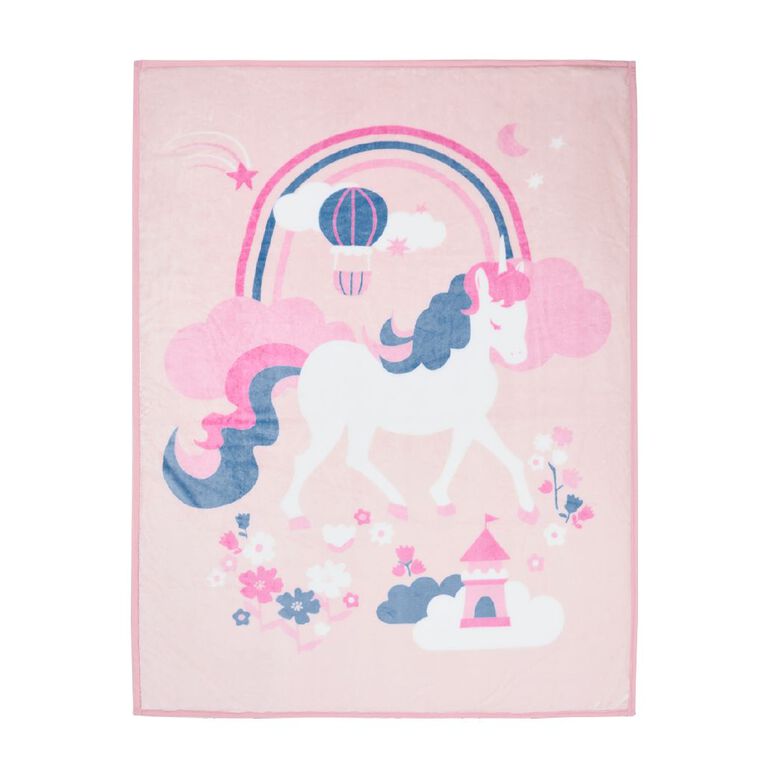 Living & Co Kids Mink Feel Blanket Unicorn Pink King Single, , hi-res