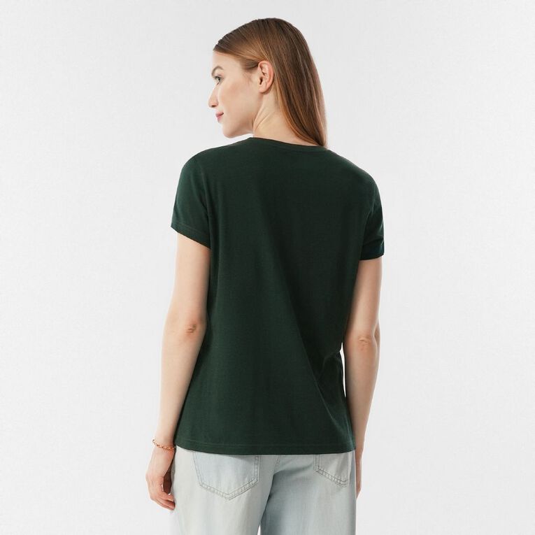 H&H Women's Short Sleeve V-Neck Tee, Green Dark, hi-res