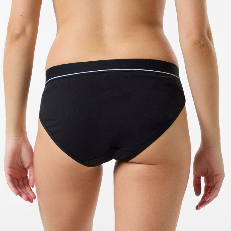 H&H Women's Basic Wide Band Bikini Briefs 2 Pack, Black, hi-res
