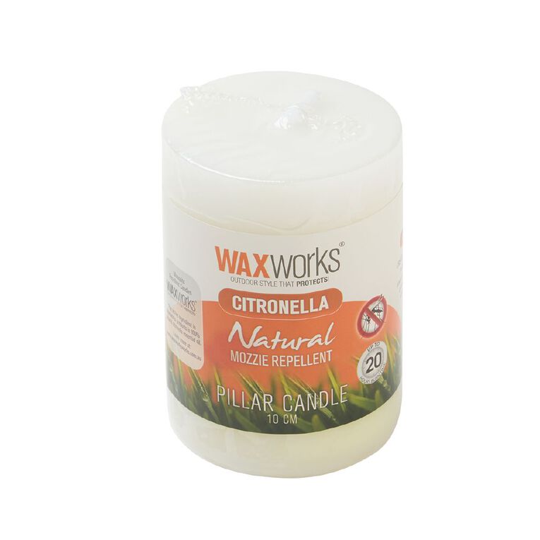 Waxworks Citronella Pillar Candle 10cm Assorted, , hi-res