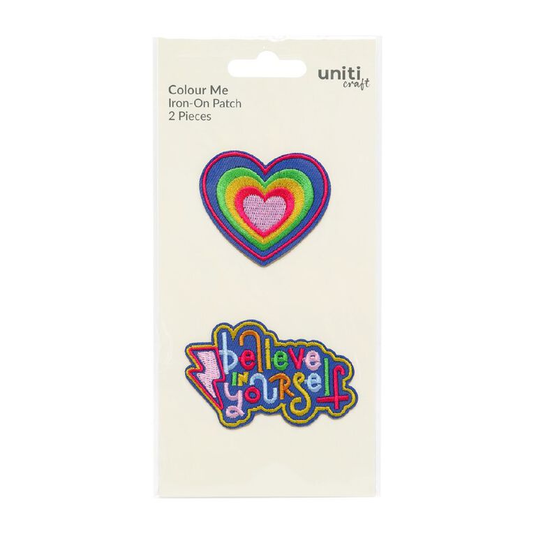 Uniti Colour Me Iron On Patch 2 Pack, , hi-res
