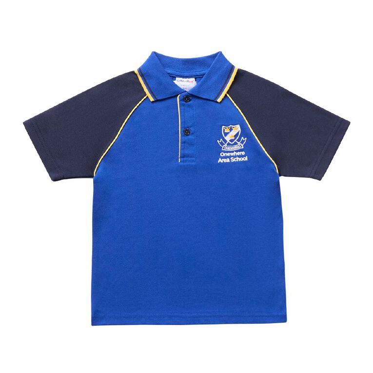 Schooltex Onewhero Area School Short Sleeve Polo with Embroidery, Royal/Navy, hi-res