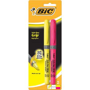 Bic Highlighter Briteliner Grip Pink Yellow 2 Pack