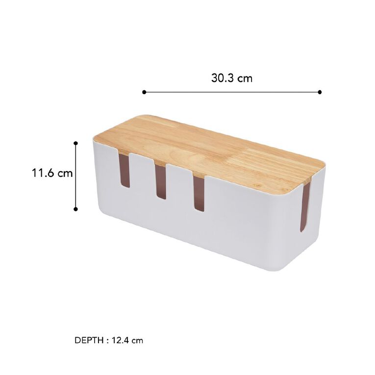 Living & Co Table Top Cable Storage With Bamboo Lid, , hi-res