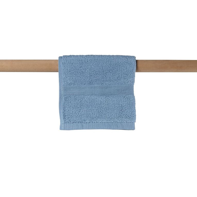 Living & Co Plush Plain Face Towel Blue, , hi-res