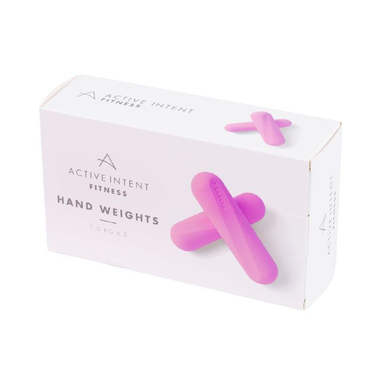 Active Intent Fitness Hand Weights 1kg Pink 2 Pack, , hi-res