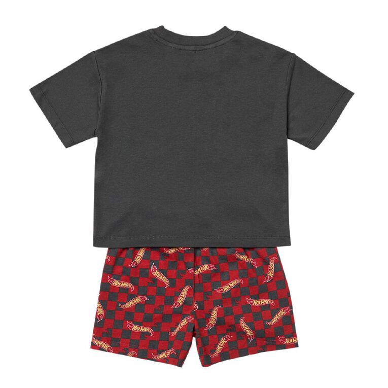 Hot Wheels Boys' Tee and Short Pyjama Set, Red Mid, hi-res