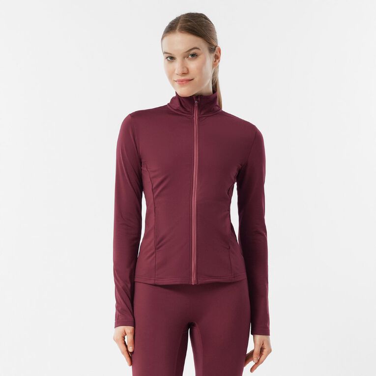 Active Intent Women's Thermal Zip Sweat, Red Dark, hi-res