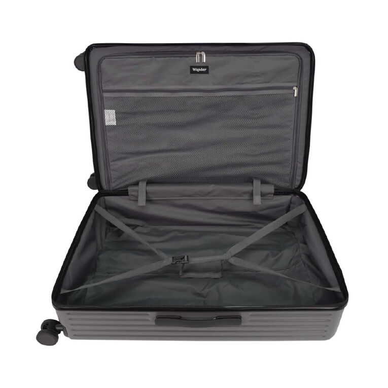 Wander Hard Textured Checked Suitcase with Dual Open, , hi-res