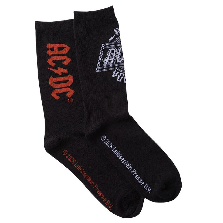 ACDC Crew Socks 2 Pack, Black, hi-res