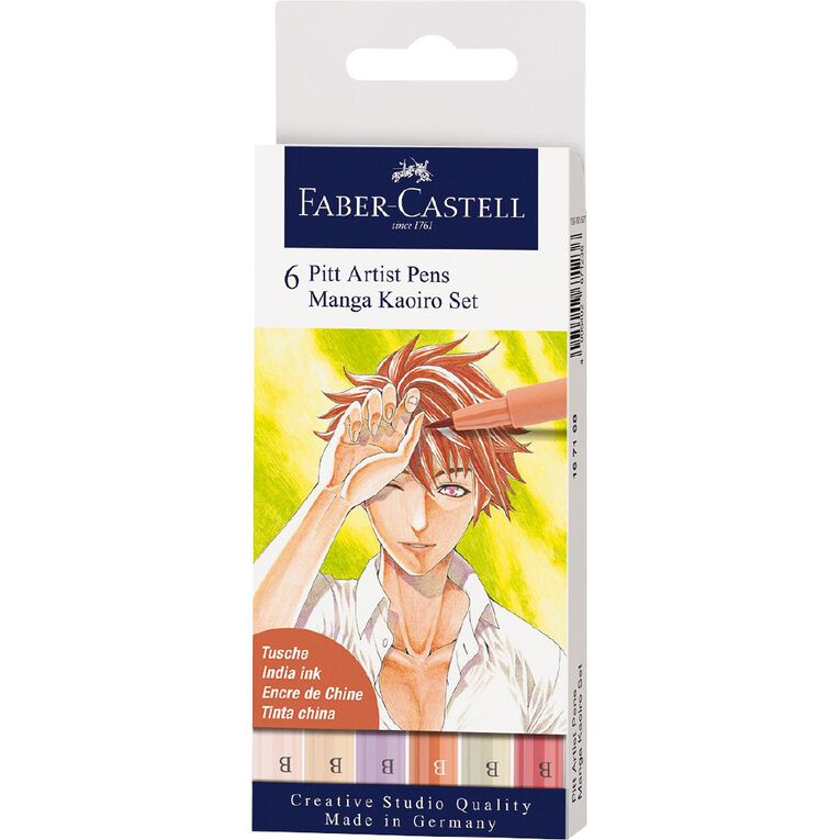 Faber-Castell Pitt Artists Pens Manga Kaoiro 6 Pack, , hi-res