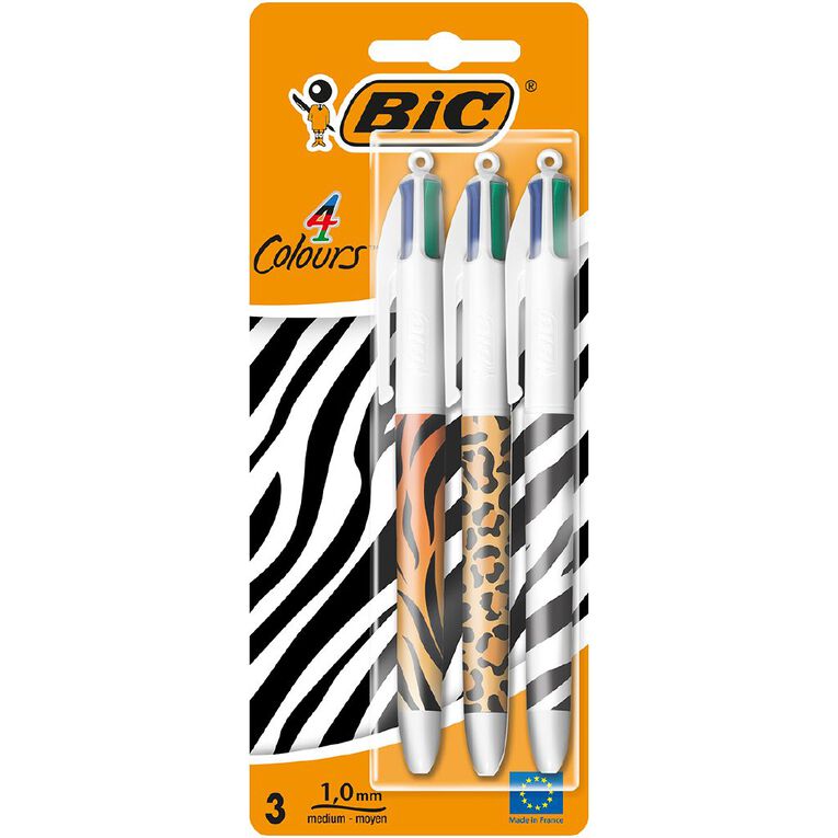 Bic 4 Colour Pen Decor Animal 3 Pack, , hi-res