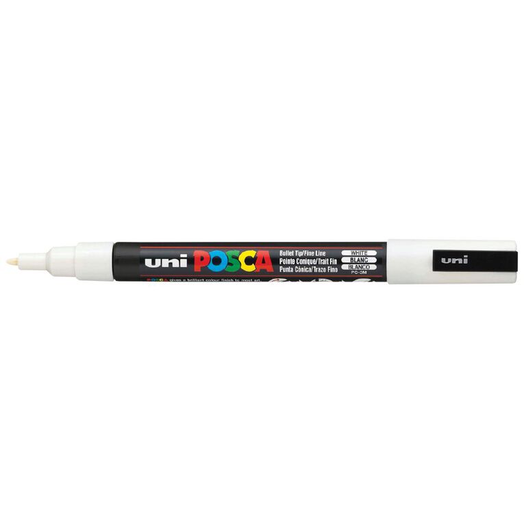 Uni Posca Marker 0.9-1.3mm Fine White, , hi-res