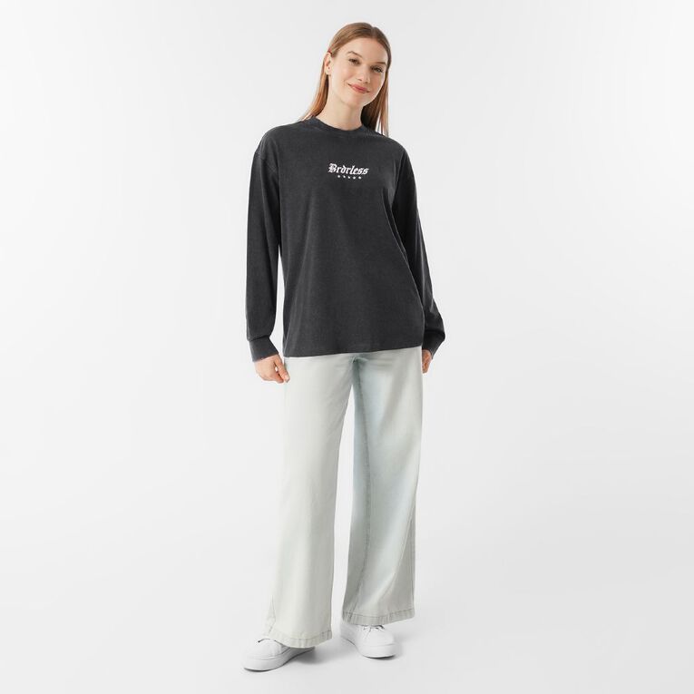 BRDRLESS Long Sleeve Boyfriend Graphic Tee, Black, hi-res