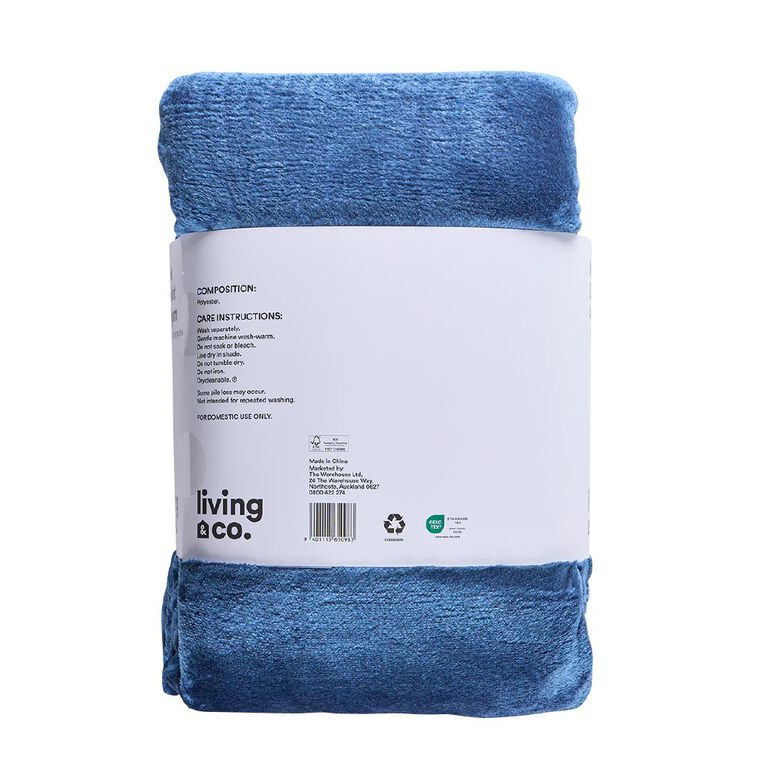 Living & Co 400gsm Mink Feel Blanket Denim Queen, , hi-res