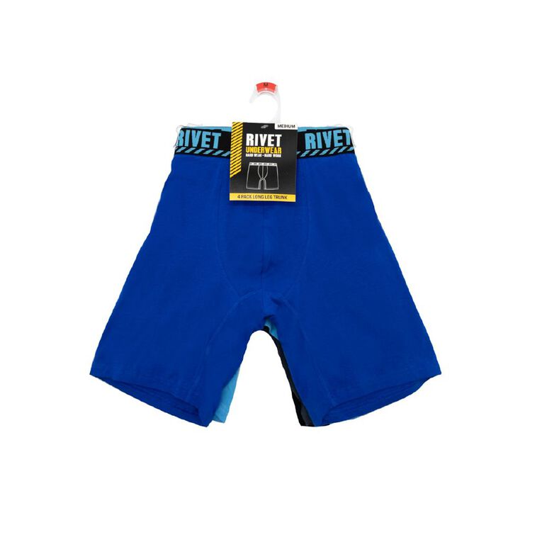 Rivet Men's Long Leg Trunks 4 Pack, Blue Mid, hi-res