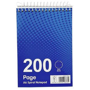 WS Notebook Spiral At Top Blue A6