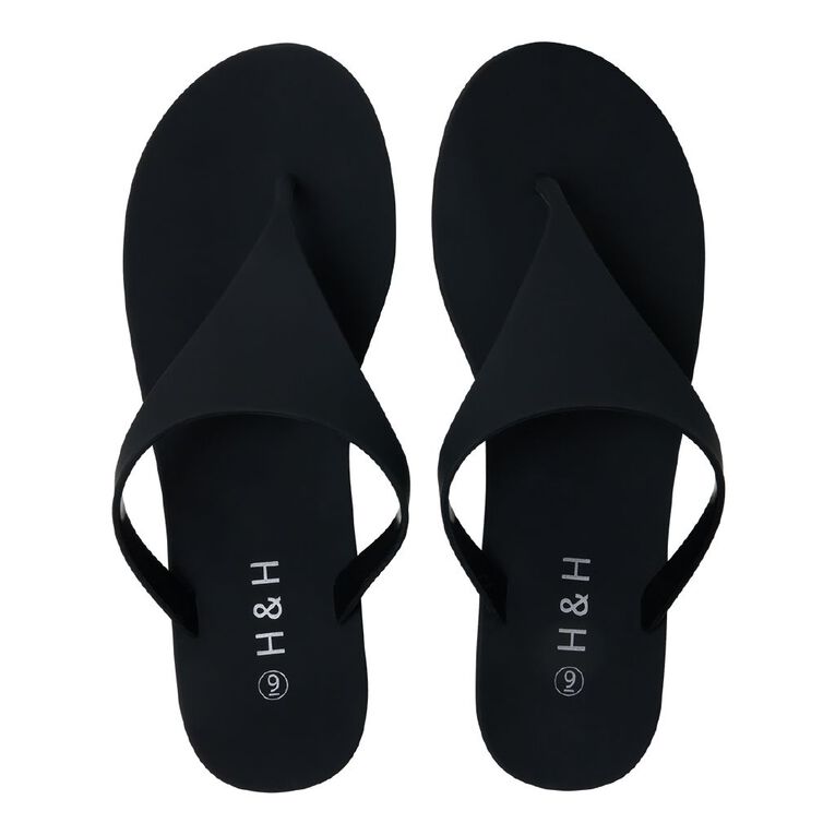 H&H Women's Jelly T Bar Jandals, Black, hi-res