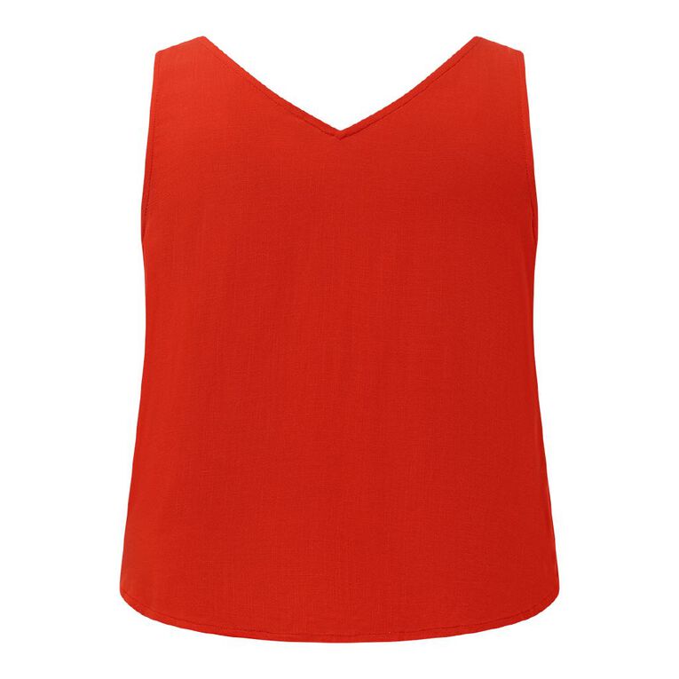 H&H Plus Women's Curve Sleeveless V Neck Top, Red Mid, hi-res