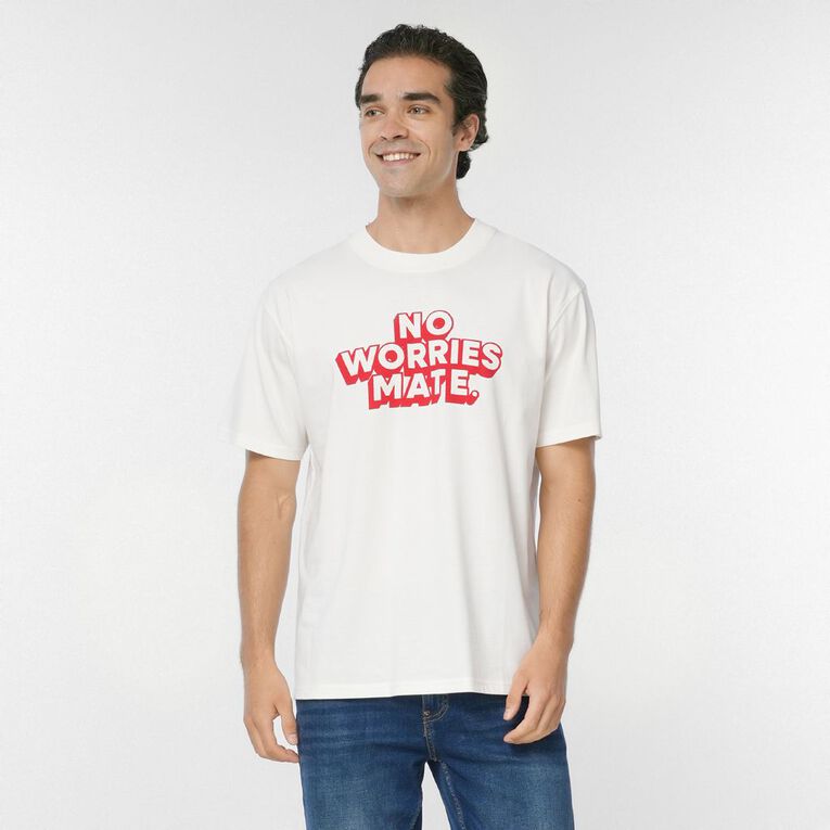 H&H Men's Relaxed Fit Graphic Tee, Cream, hi-res