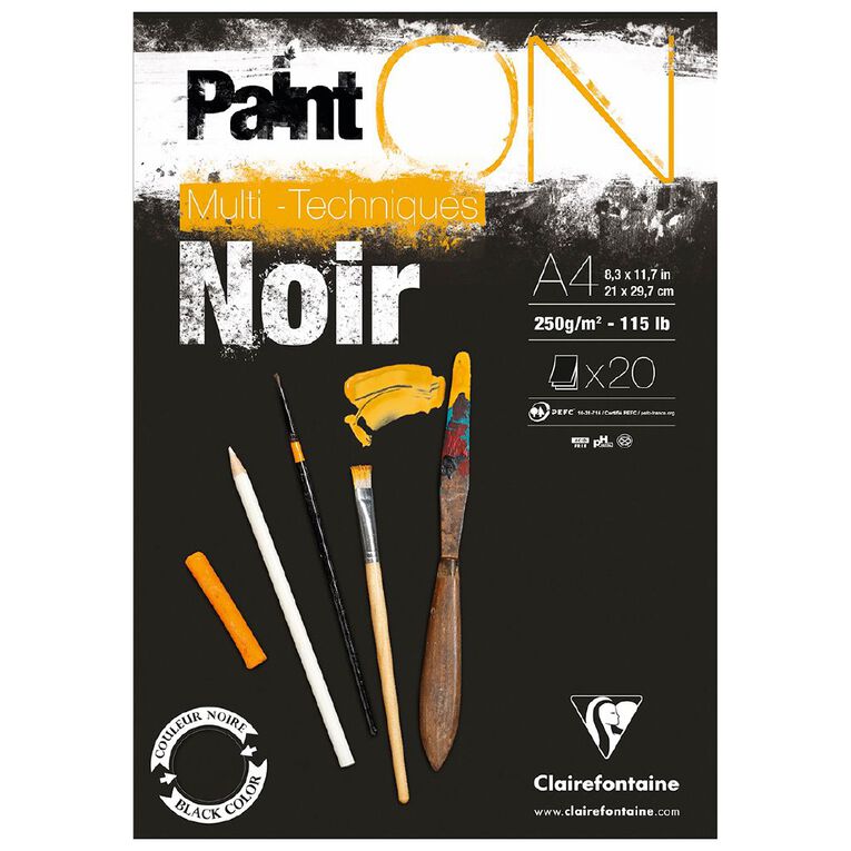 Clairefontaine PaintON Pad Black A4 20 sheet Black, , hi-res
