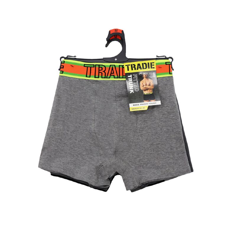 Tradie Men's Trunks 3 Pack, Charcoal/Marle, hi-res