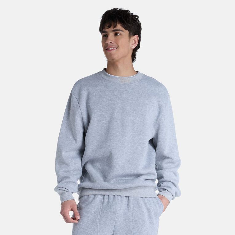 H&H Men's Plain Crew Sweatshirt, Grey Marle, hi-res