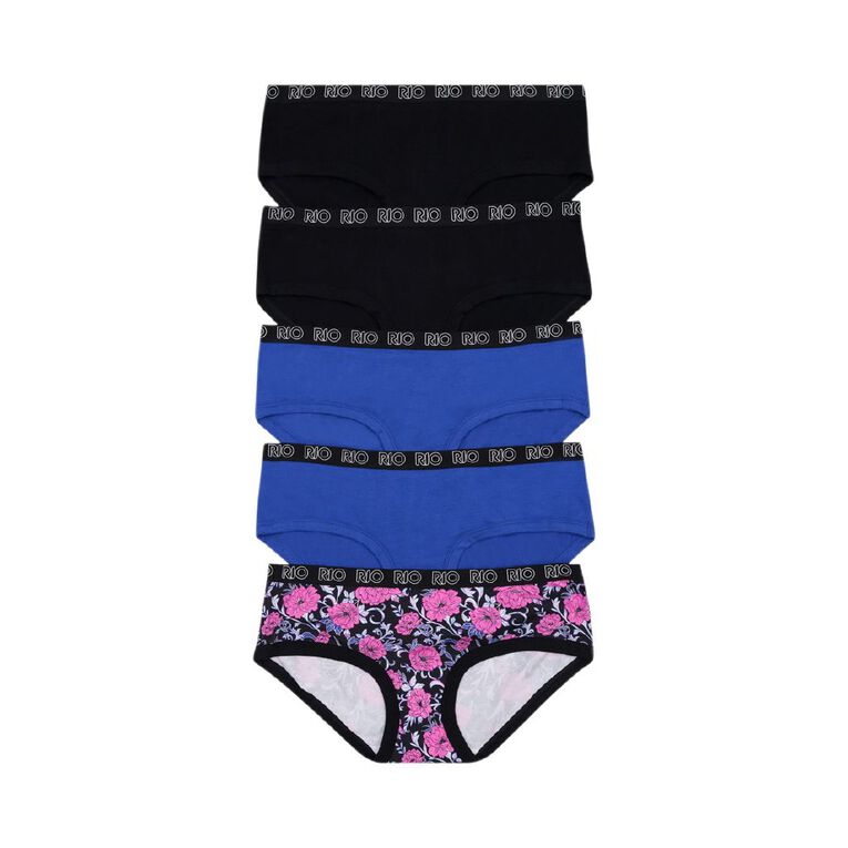 Rio Women's Boyleg Briefs 5 Pack, Navy, hi-res