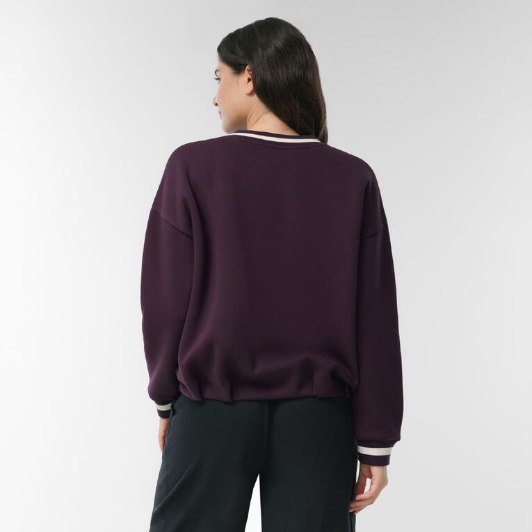 H&H Women's Long Sleeve Puffball Hem College, Purple Dark, hi-res