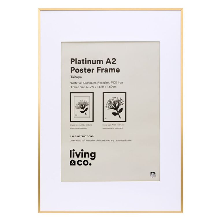 Living & Co Platinum Poster Frame A1/A2 Gold, , hi-res