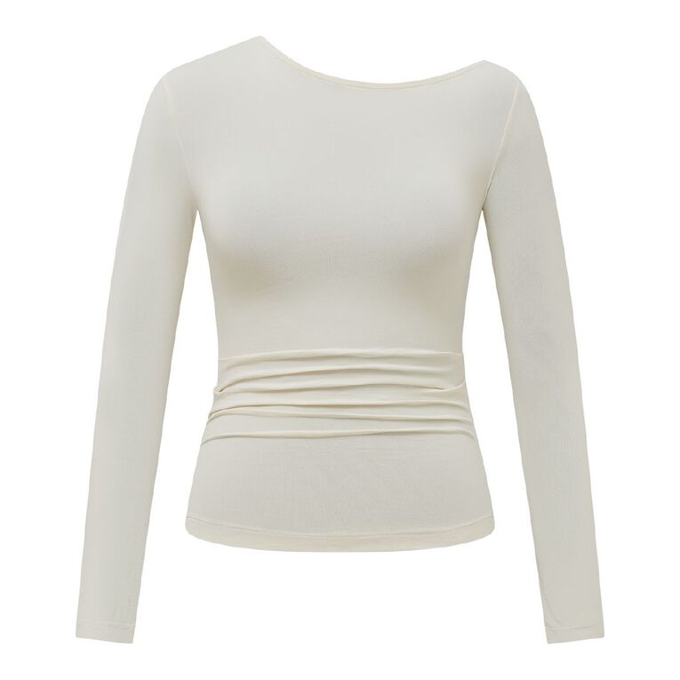 H&H Women's Contour Off Shoulder Top, White, hi-res