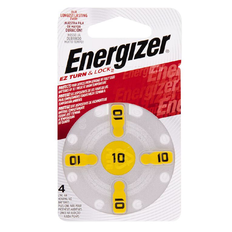 Energizer Hearing Aid Batteries AZ10 4 Pack, , hi-res