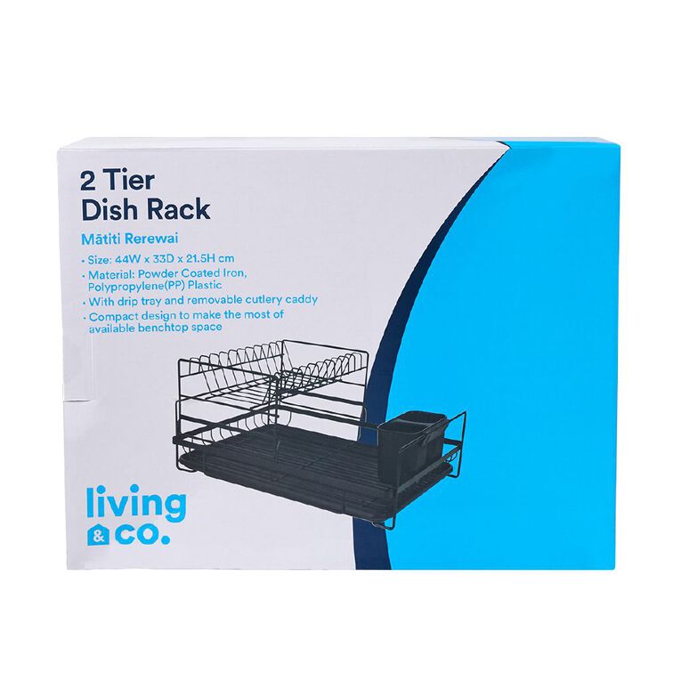 Living & Co Dish Rack 2 Tier Black, , hi-res