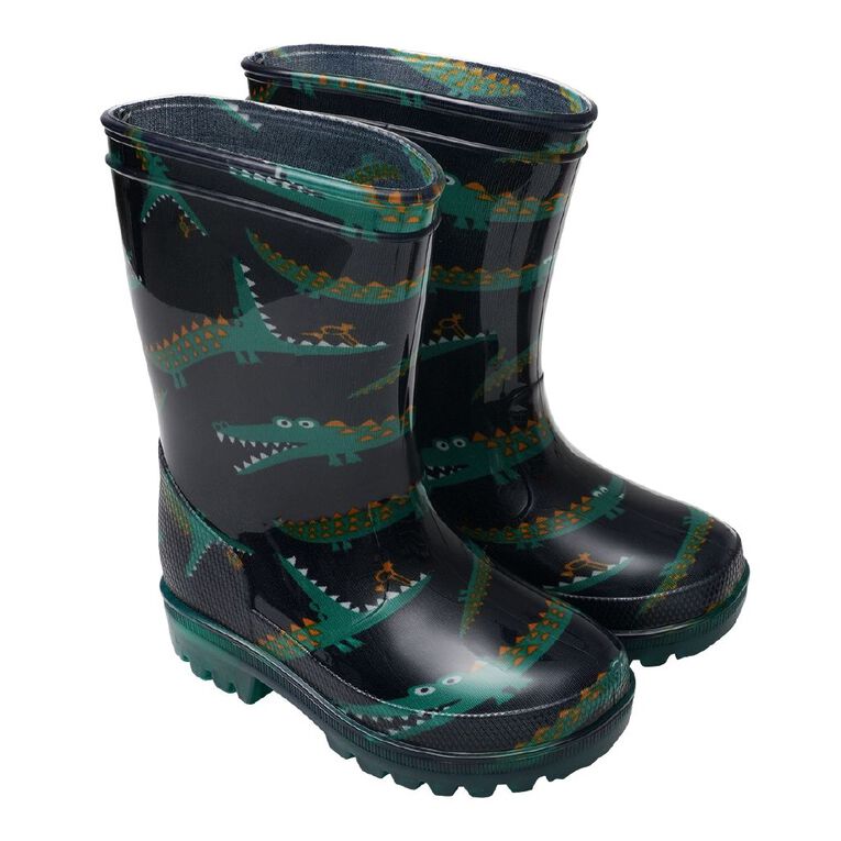 Young Original Junior Kids' Printed Light Up Gumboots, Green Dark, hi-res