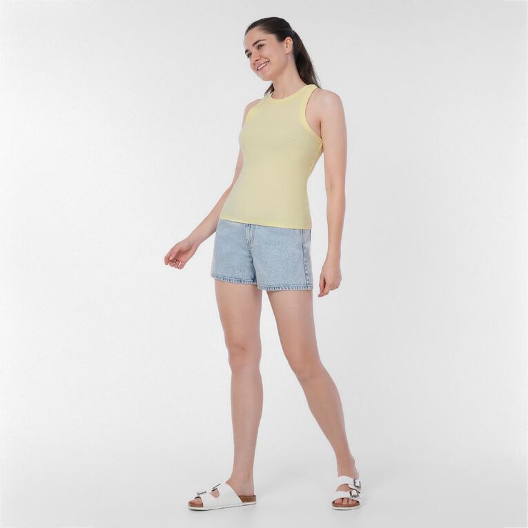 H&H Women's Rib Racer Back Tank, Yellow Light, hi-res