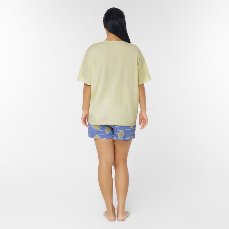 H&H Women's Boxy Tee & Shorts Pyjama Set, Yellow Light, hi-res