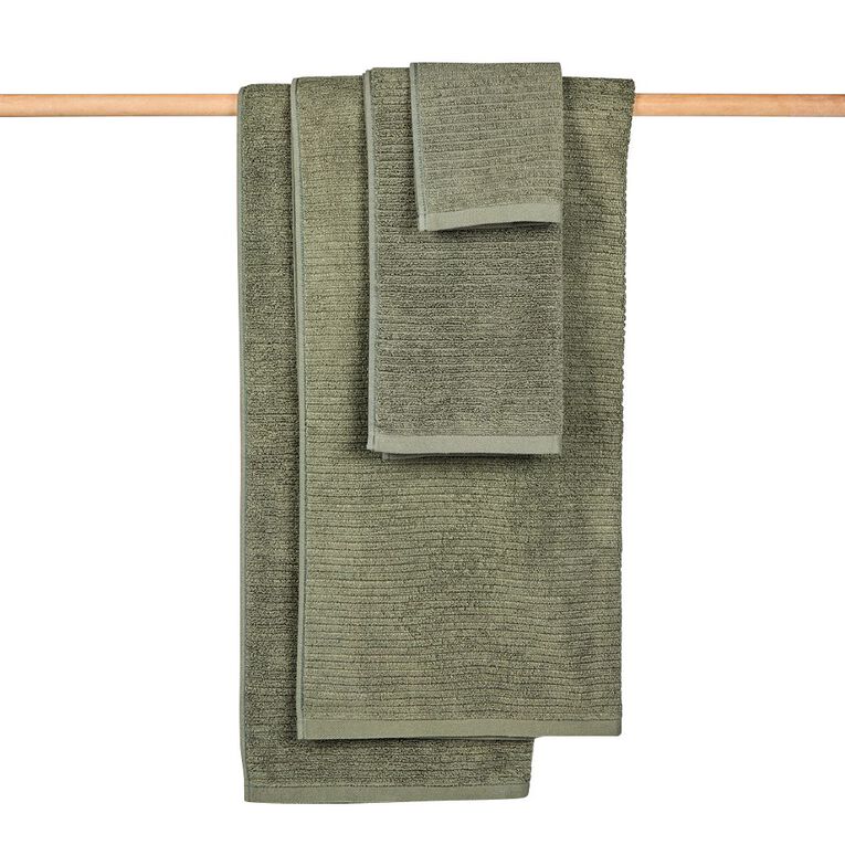Living & Co Ribbed Spa Towel Green Mid 90cm x 150cm, , hi-res