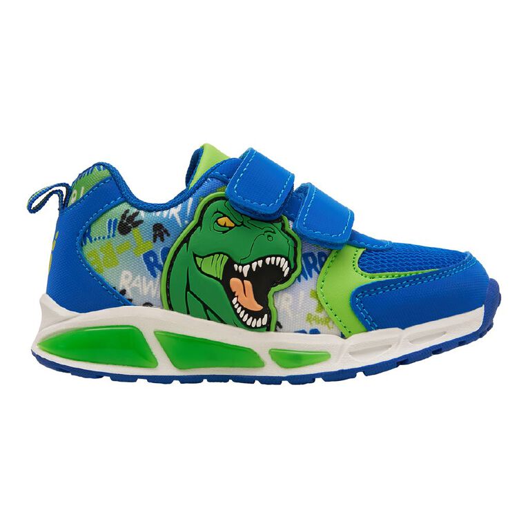 Active Intent Junior Kids' Dino Light Trainers, Blue, hi-res