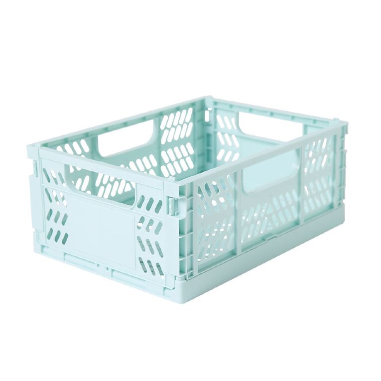 Living & Co Medium Foldable Storage Crate Green, , hi-res