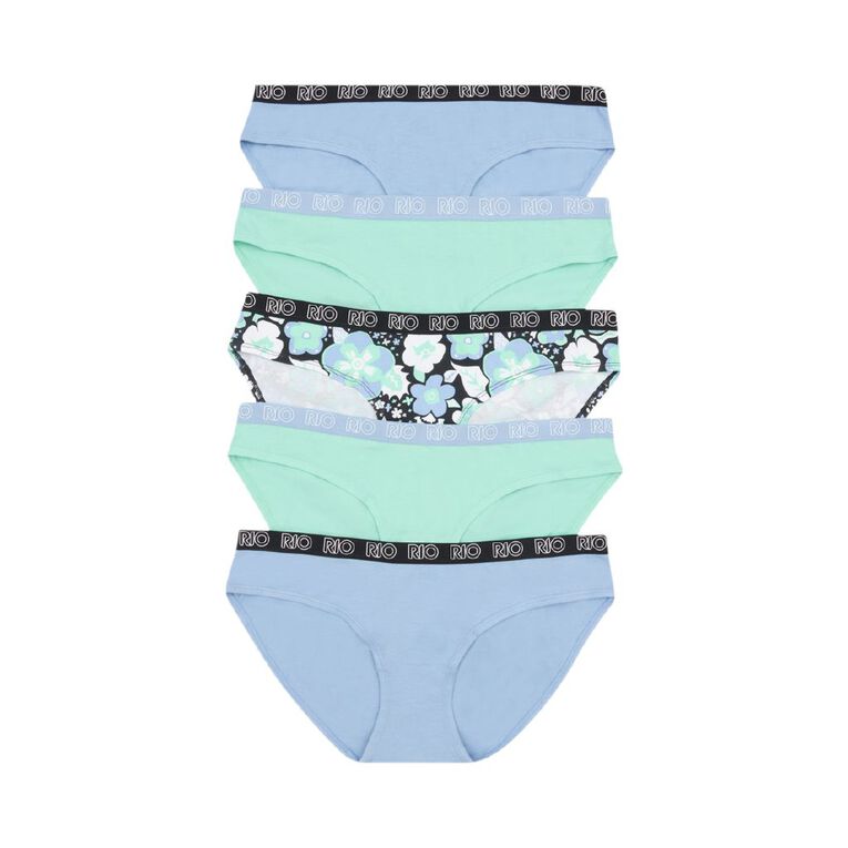 Rio Women's Bikini Briefs 5 Pack, Aqua, hi-res