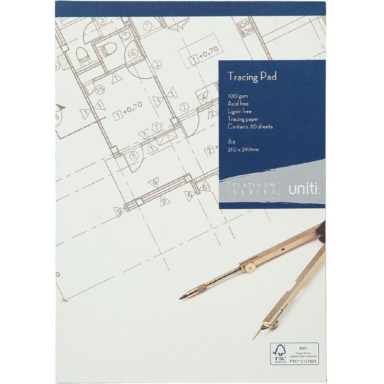Uniti Platinum Tracing Pad A4 20 Sheets, , hi-res