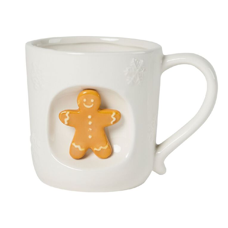 Wonderland Home 3D Inlay Novelty Gingerbread Man Mug Ivory, , hi-res