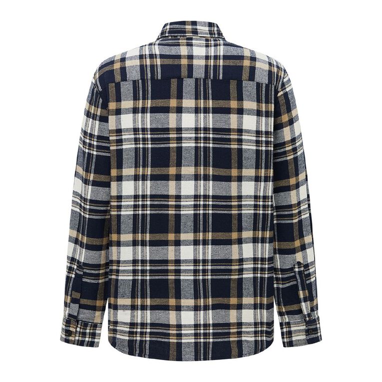 H&H Men's Brushed Flannel Shirt, Navy, hi-res